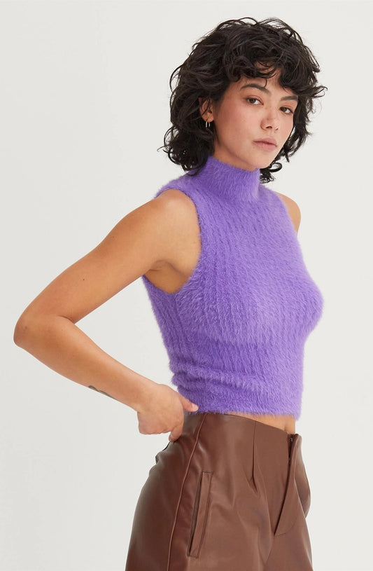 Fuzzy Sleeveless Knit Top