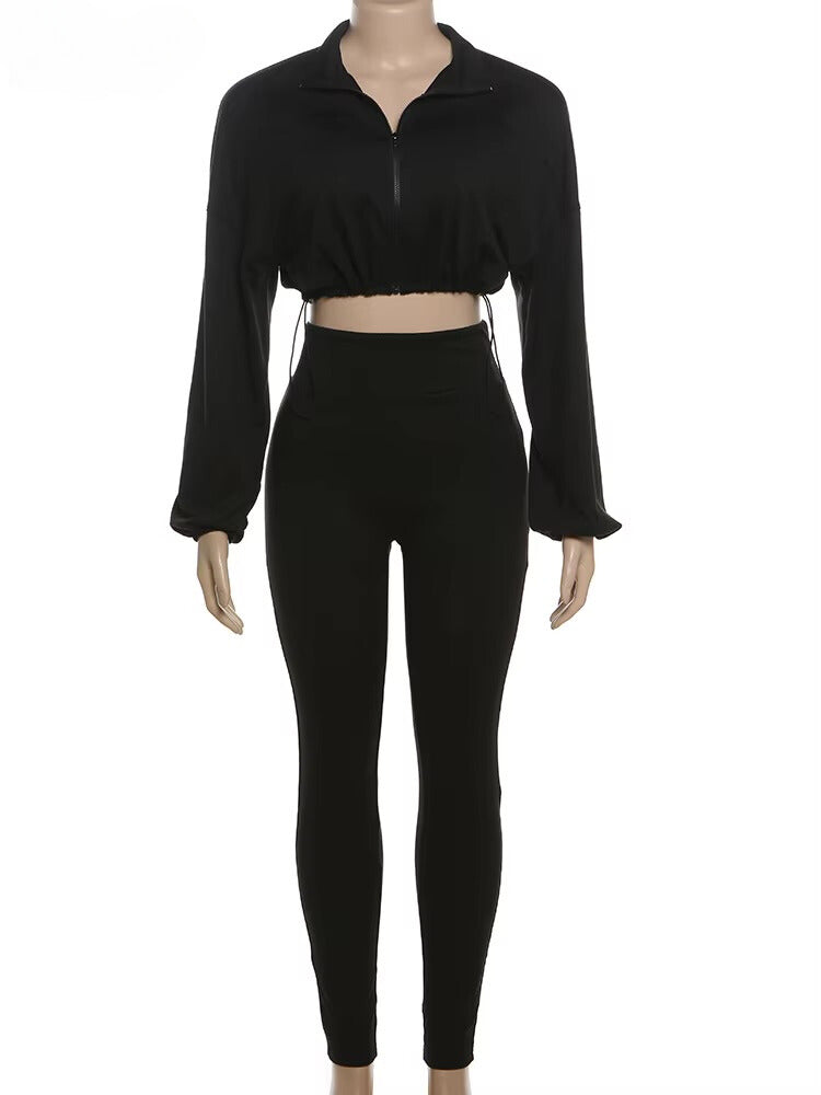 Cropped Zip Up Legging Set