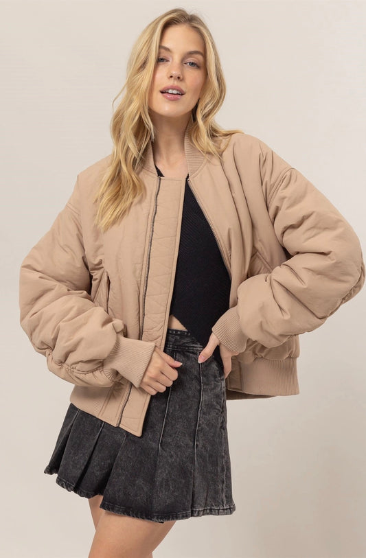 Oversized Bomber Puffer Jacket