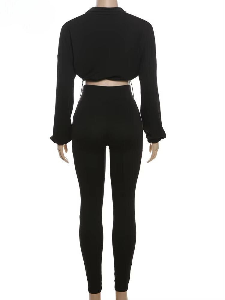 Cropped Zip Up Legging Set